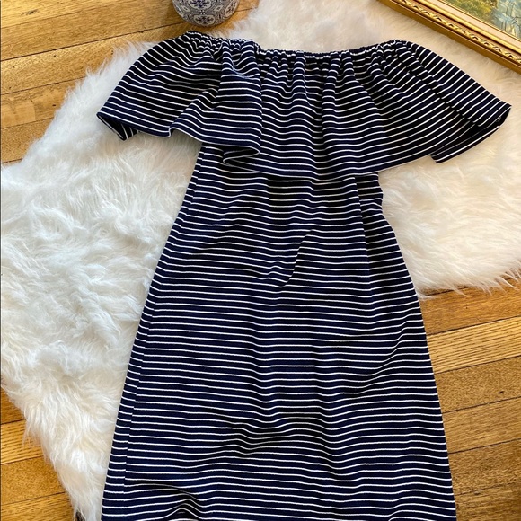 Seed Heritage Striped Off-Shoulder Dress - Picture 1 of 5